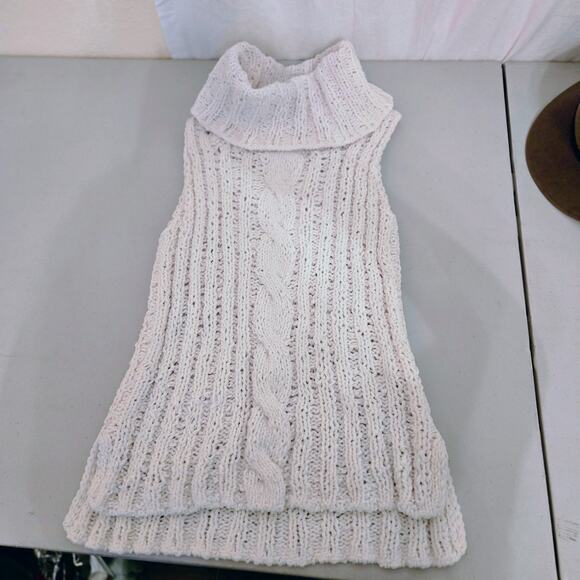 BB Dakota Tenbrook Cable Knit White Sleeveless Cowl Sweater M - Picture 4 of 12